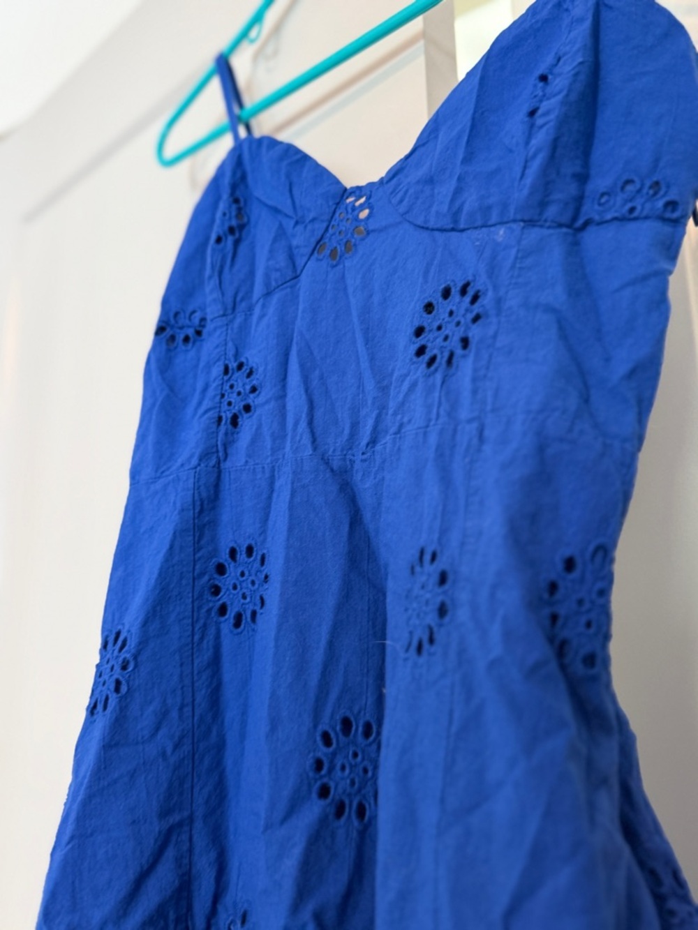 Blue Spaghetti-Strap Ruffle Mini Dress - Picture 3 of 4